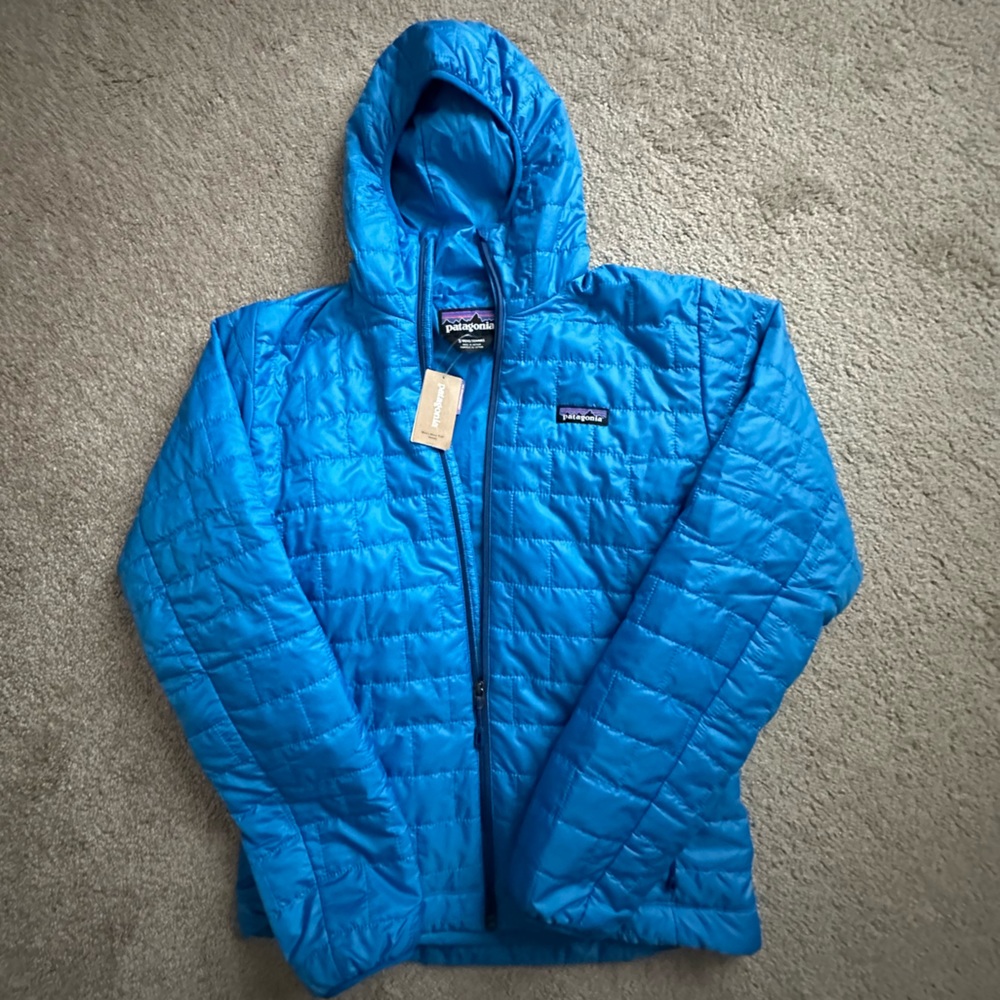 Brand New Patagonia Nano Puff Hoody Hiking Jacket Men's Small Andes Blue 84222